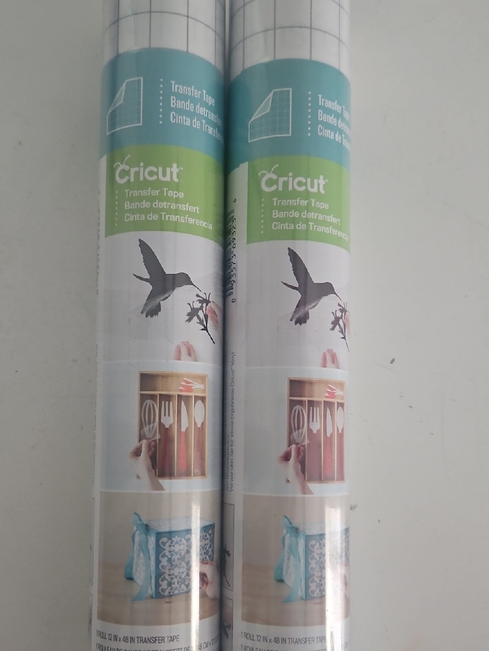 Cricut Transfer Tape Rolls in Teal and Light Green Packaging
